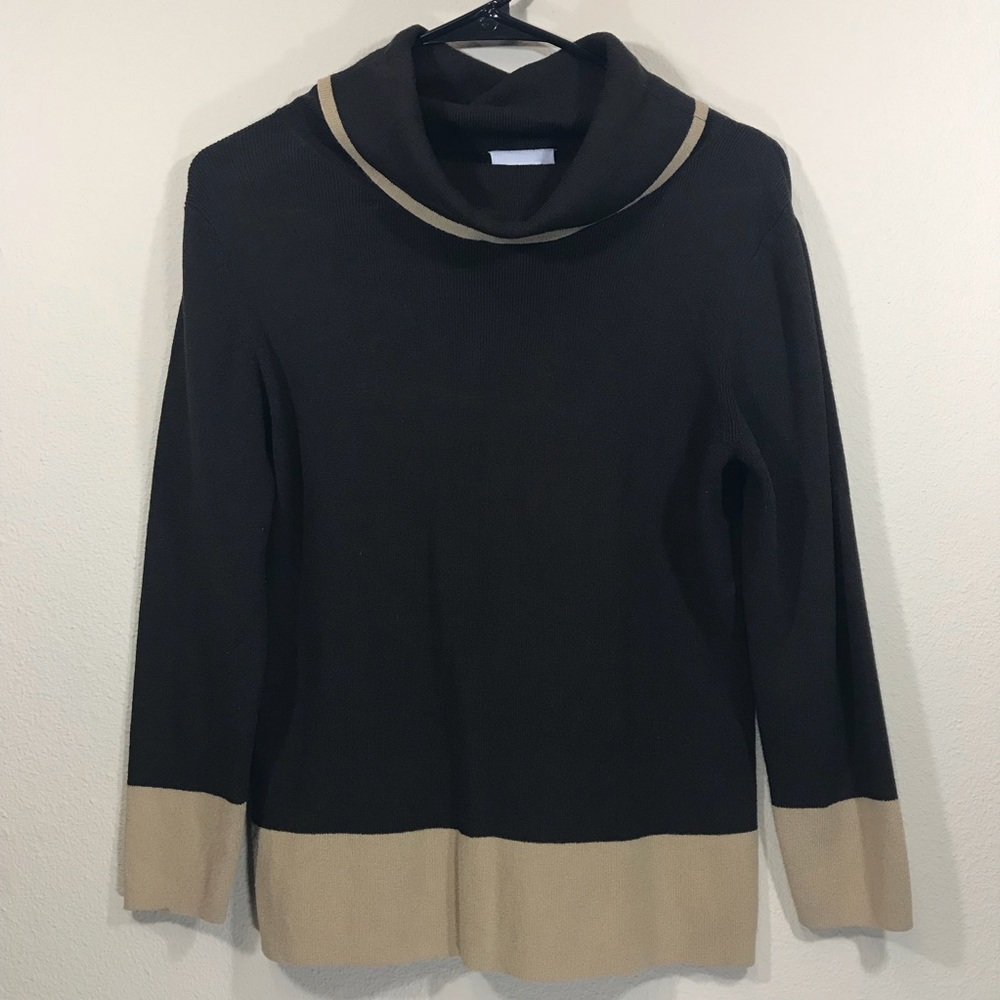 LOFT Brown turtleneck ColorBlock l. Sleeve Sweater